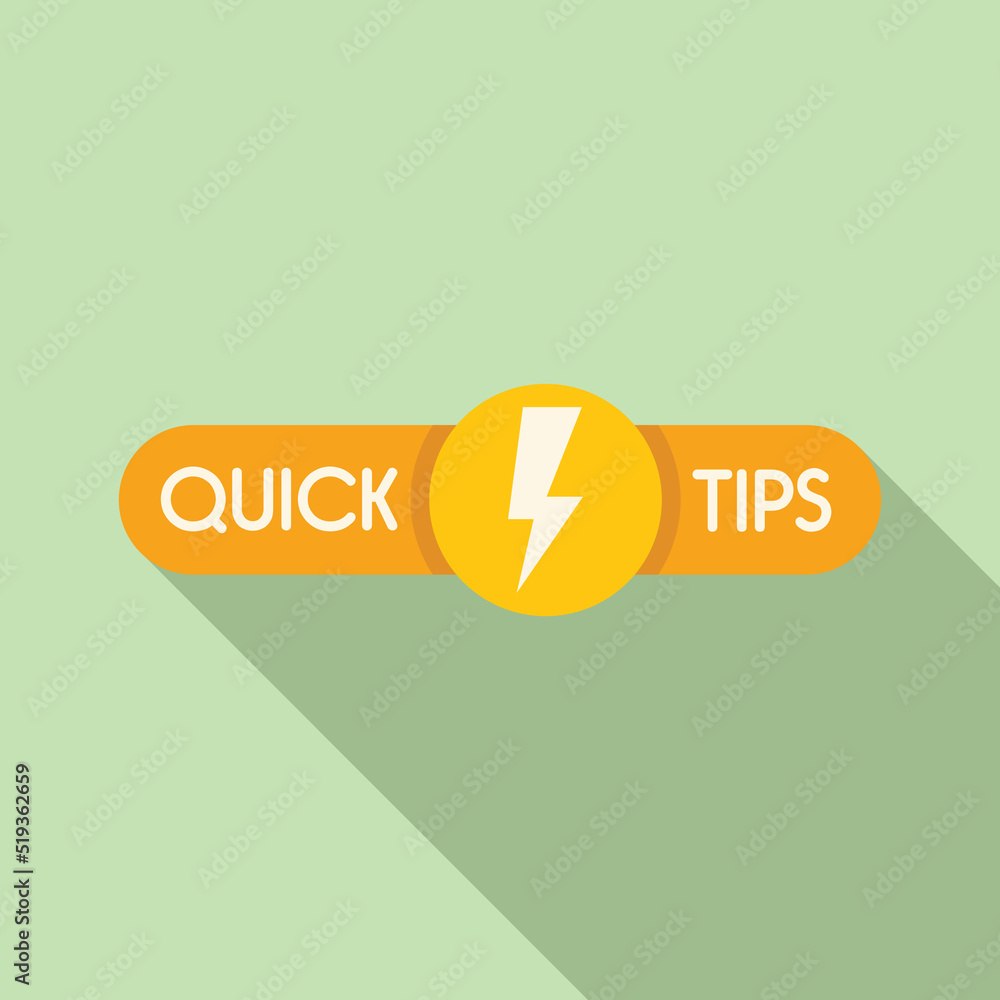 Poster flash tip icon flat vector. quick trick
