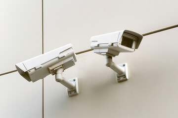 Close up of CCTV camera over defocused background