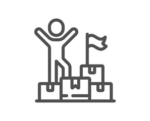 Delivery man line icon. Courier with packages sign. Things deliver symbol. Quality design element. Linear style delivery man icon. Editable stroke. Vector