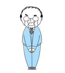 泣きながら謝罪するおじさんのイラスト