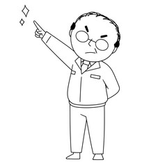 指を指すおじさんのイラスト