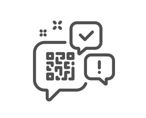 Qr code line icon. Scan barcode sign. Chat speech bubbles symbol. Quality design element. Linear style qr code icon. Editable stroke. Vector