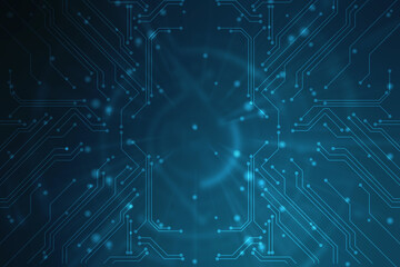 Abstract futuristic circuit board Illustration, Circuit board with various technology elements. Circuit board pattern for digital abstract technology background