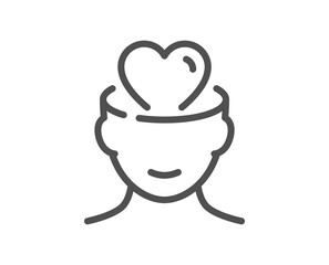 Mental health line icon. Psychology therapy sign. Love and care symbol. Quality design element. Linear style mental health icon. Editable stroke. Vector