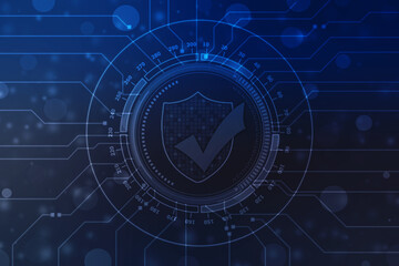 Protect and Security concept. Digital Shield on abstract technology background, Cyber security and information or network protection. Future technology web services for business and internet project