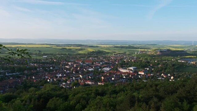 Beautiful View Of Small Town in spring time. Bleicherode, Deutcshland.