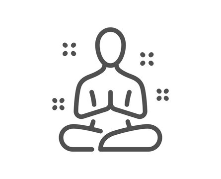 Yoga Line Icon. Meditation Pose Sign. Relax Body And Mind Symbol. Quality Design Element. Linear Style Yoga Icon. Editable Stroke. Vector