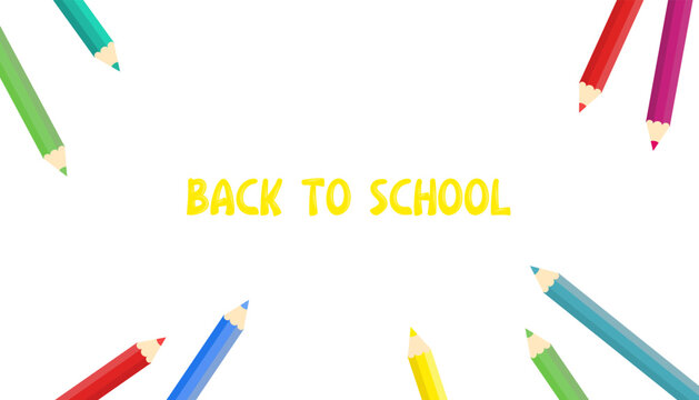 Welcome back to school background with colored pencils concept of drawing and education banner