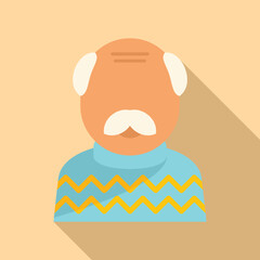 Senior man icon flat vector. Adult life