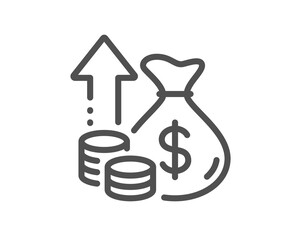 Inflation line icon. Growth or Increase price sign. Change money symbol. Quality design element. Linear style inflation icon. Editable stroke. Vector