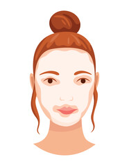 Face skin care. Facial cleaning procedure. Girl cares about her face. Skin care routine, simple woman face facial procedures banner