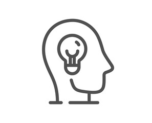 Mental health line icon. Brain idea sign. Psychology therapy symbol. Quality design element. Linear style mental health icon. Editable stroke. Vector