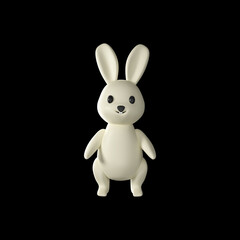 3D Render Of Cute Funny Rabbit Cartoon Standing On Black Background.