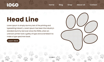 Pet WEB background. First page background. Dog Landing page template. Vector illustration. EPS 10