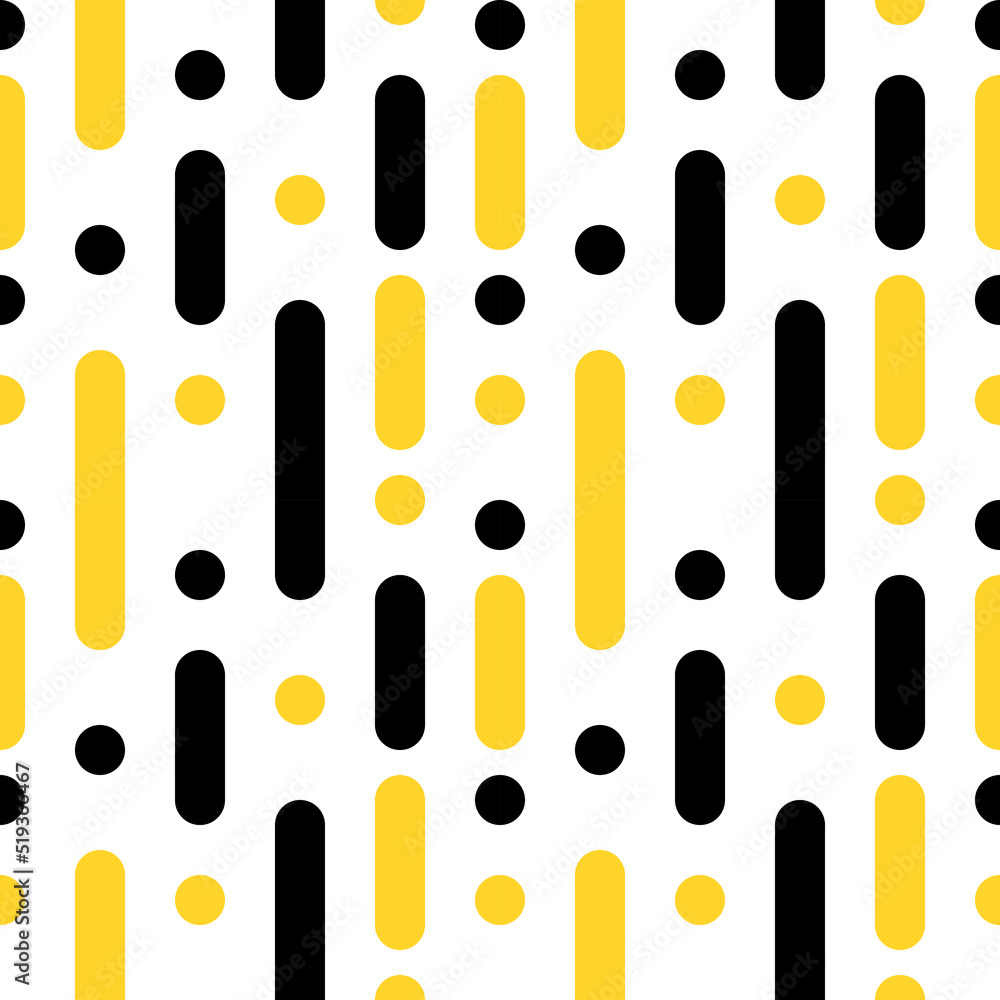 Poster pattern background vertical black and yellow stripe and circle on white background