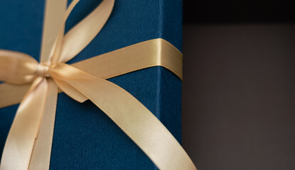 blue gift box gold ribbon