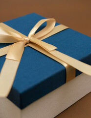 blue gift box gold ribbon