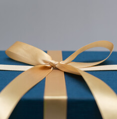 blue gift box gold ribbon