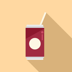 Airline soda drink icon flat vector. Food meal