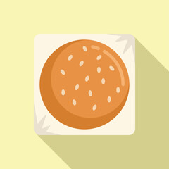 Airline food hamburger icon flat vector. Flight meal