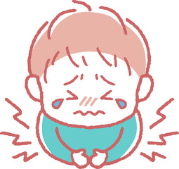 お腹が痛い男の子のイラスト