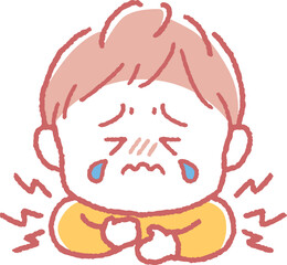 胸が痛い男の子のイラスト