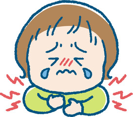 Fototapeta premium 胸が痛い女の子のイラスト