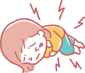 全身が痛い女の子のイラスト