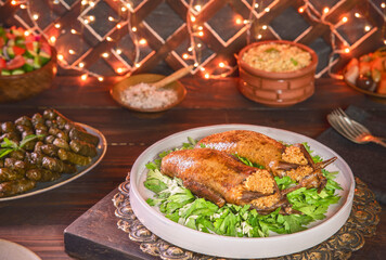 Arabic Cuisine; Egyptian traditional stuffed pigeon or 