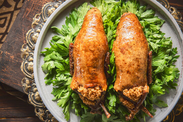Arabic Cuisine; Egyptian traditional stuffed pigeon or 