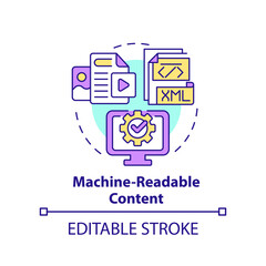 Machine readable content concept icon. Computer processing. Key imperative abstract idea thin line illustration. Isolated outline drawing. Editable stroke. Arial, Myriad Pro-Bold fonts used