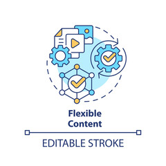 Flexible content concept icon. Format changing ability. Data requirement abstract idea thin line illustration. Isolated outline drawing. Editable stroke. Arial, Myriad Pro-Bold fonts used