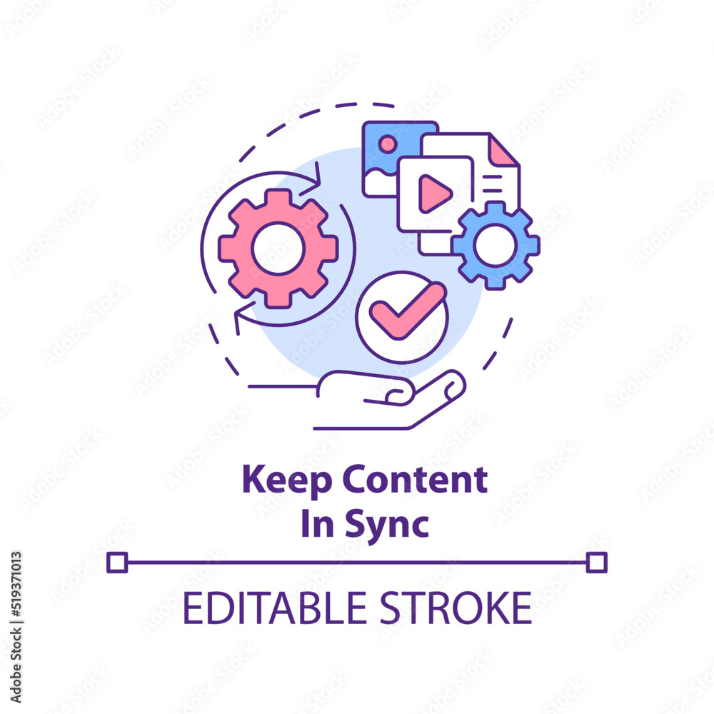 Poster keep content in sync concept icon. file organization. design strategy abstract idea thin line illust