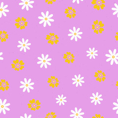 Flowers pattern seamless on pink background decoration for summer, spring, textile etc. Vector Illustration