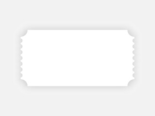 blank white vector ticket mock up. movie, theater or event ticket mock up isolated with shadow