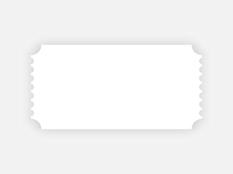 blank white vector ticket mock up. movie, theater or event ticket mock up isolated with shadow