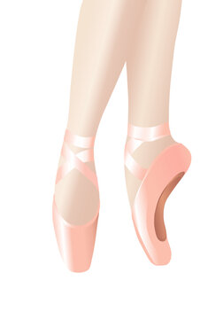 Vector illustration depicting the legs of a ballerina on her toes. Isolated on white.