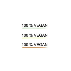 100 % VEGAN SIMPLE SIGNS PERFECT FOR BIO SHOPS ISOLATED ON WHITE