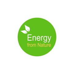 Energy from Nature Green Circle Sign Isolated on White