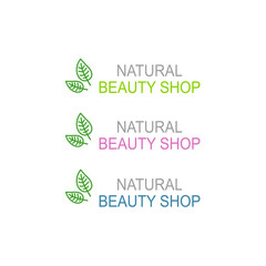Natural Beauty Shop Design Labels isolated On White