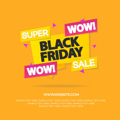 Fototapeta premium Black friday sale banners for your promotion isolated on orange background. Super sale and discounte. Vector Illustration