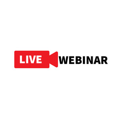 Live webinar streaming icon design label vector, workshop icon