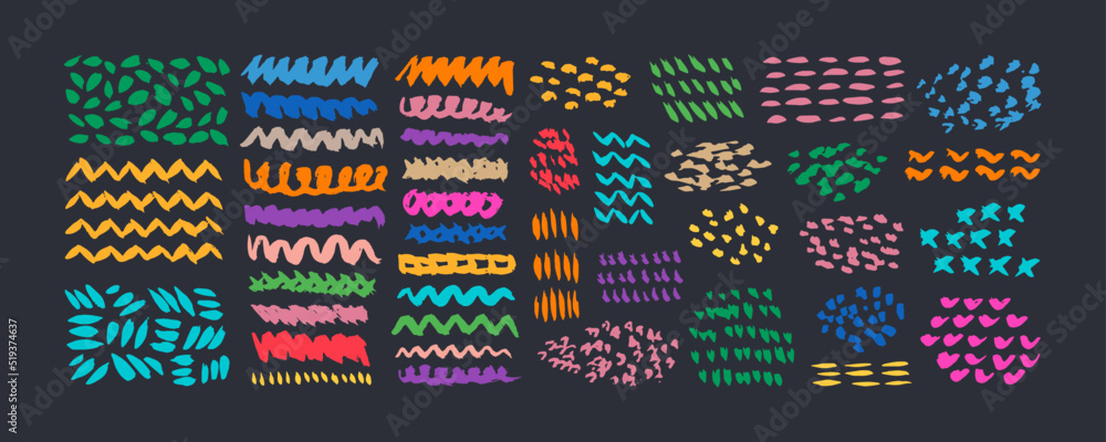 Poster grunge hand drawn doodle ornaments set. big collection of abstract trendy elements and shapes for cr