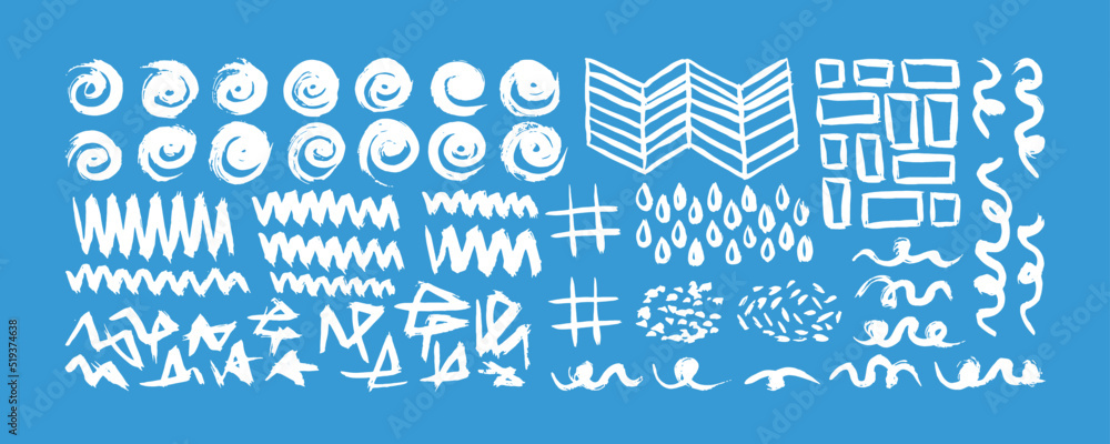 Poster grunge hand drawn doodle ornaments set. big collection of abstract trendy elements and shapes for cr