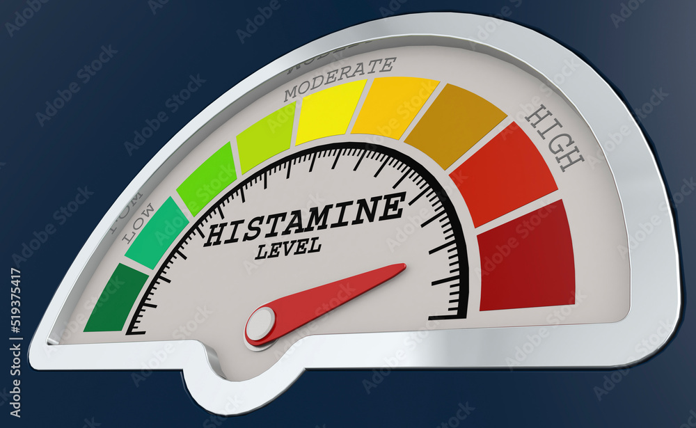 Poster histamine level measuring scale with color indicator