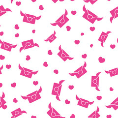 Happy Valentine's pattern. Love letters and hearts. Vector illustration