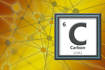Carbon chemical element with atomic number and atomic weight