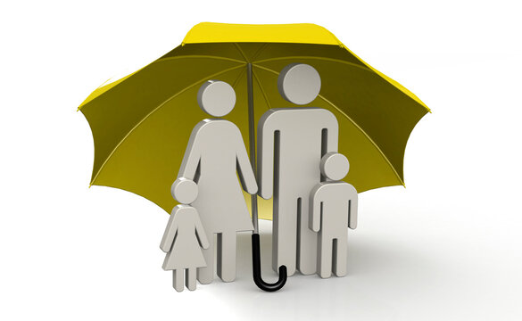 Family under umbrella for healthcare concept