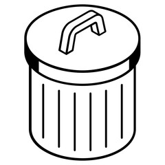 Dustbin icon in line design.