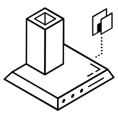 An extractor hood isometric line icon